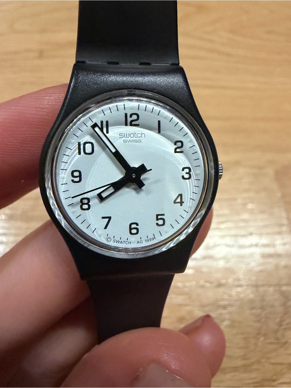 Swatch Something New Black and White Minimalist Analog Watch water resistant